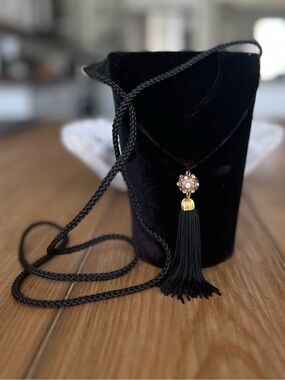 Black Velvet Drawstring Pouch/Bag with Tassel